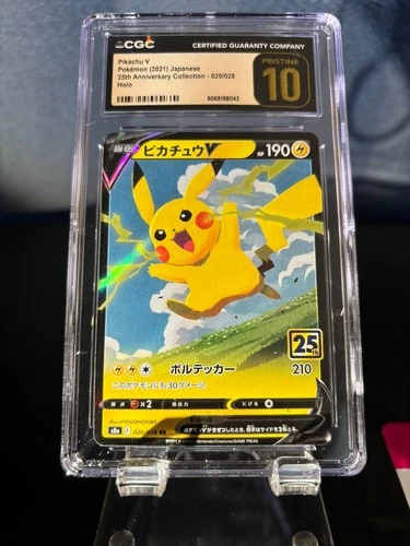 CGC 10 PRISTINE Pokemon JPN 25th Anniversary Collection Pikachu V 020/028