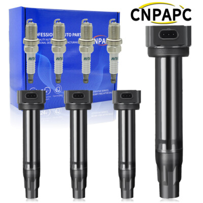 4X OEM# UF557 Ignition Coil & Iridium Spark Plug For Dodge Jeep Compass Patriot