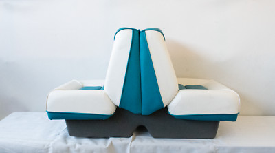 Lounge Boat Seat Back to Back W/Base Glastron White & Teal FREE SHIPPING !!