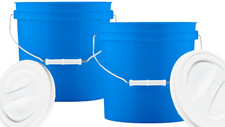 2 Gallon Blue Food Grade Bucket Pail with Screw on gasket Lid Pack of 2 