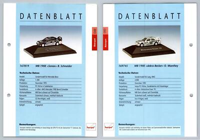 Mercedes Benz 190E Sonax / Dekra Becker #49/50 Motorsport - Herpa Data Sheet