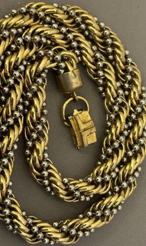Vintage Lanvin Paris Necklace Gold & Silver Twisted Rope LL Logo - Picture 1 of 19