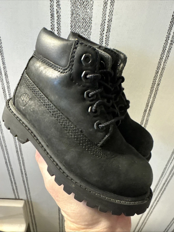 Timberland Premium Nubuck 12807 Niños Botas Zapatos Negro NIÑO PEQUEÑO Talla 8 Foto 3 de 4