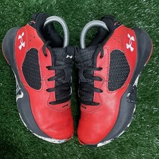 Under Armour Kids Lockdown 6 Basketball Shoes Red Black size 1 Youth Boys