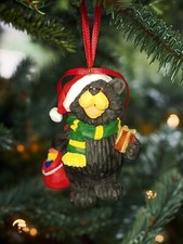 Christmas Tree Ornament Black Bear with Christmas Gifts