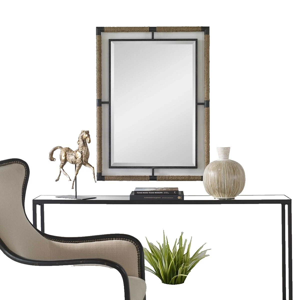 Bedroom Rectangle Mirrors Rope Frame