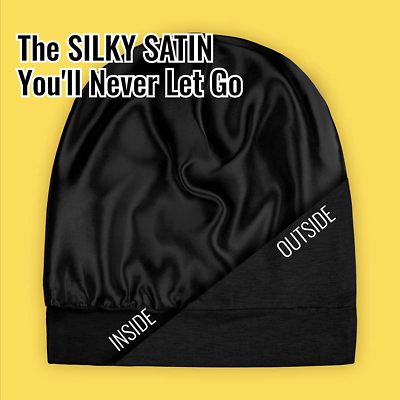 Satin Lined Sleep Cap Bonnet for Curly Hair and Braids, Stay on