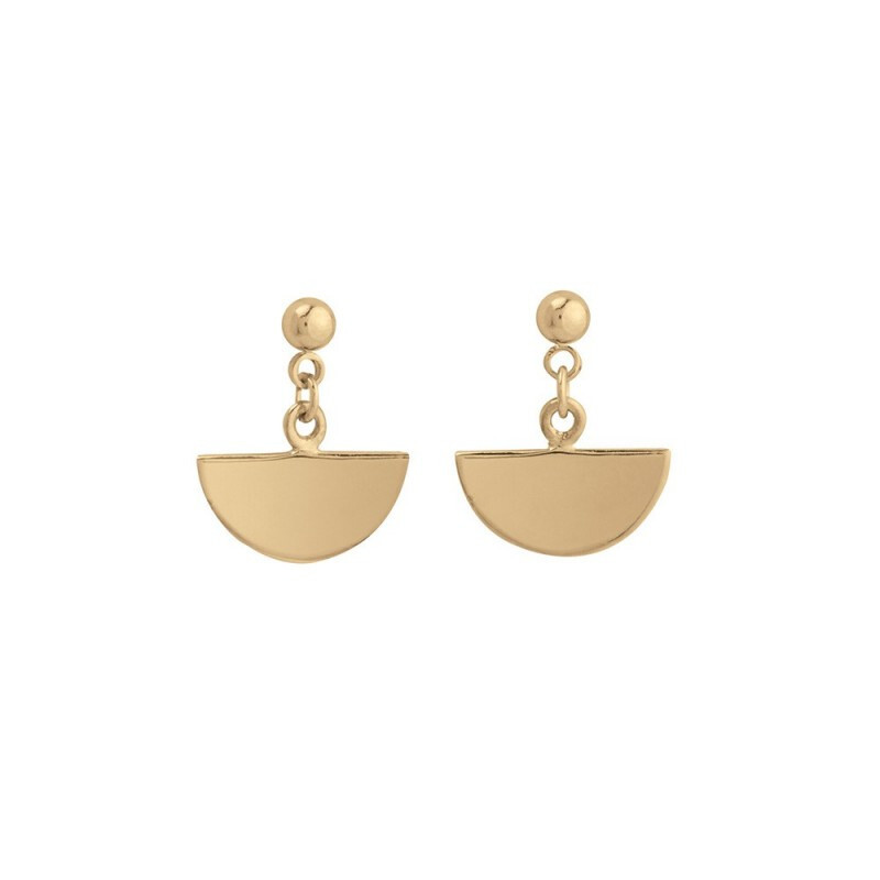 Boucles d'oreilles demi rond plaqué or 18 carats bijouterie 750/000