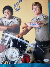 CHIPS Eric Estrada  & Larry Wilcox autographed 11x14 color photo JSA Certified *