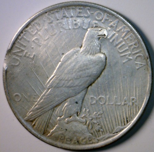1922 CLIPPED ERROR SILVER Peace Dollar XF Coin NICE $1 Blakesley Clip LOT #1 NR - Picture 2 of 4