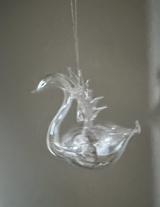 Vintage Hand Blown Bubble Glass Swan Goose Ornament 3”