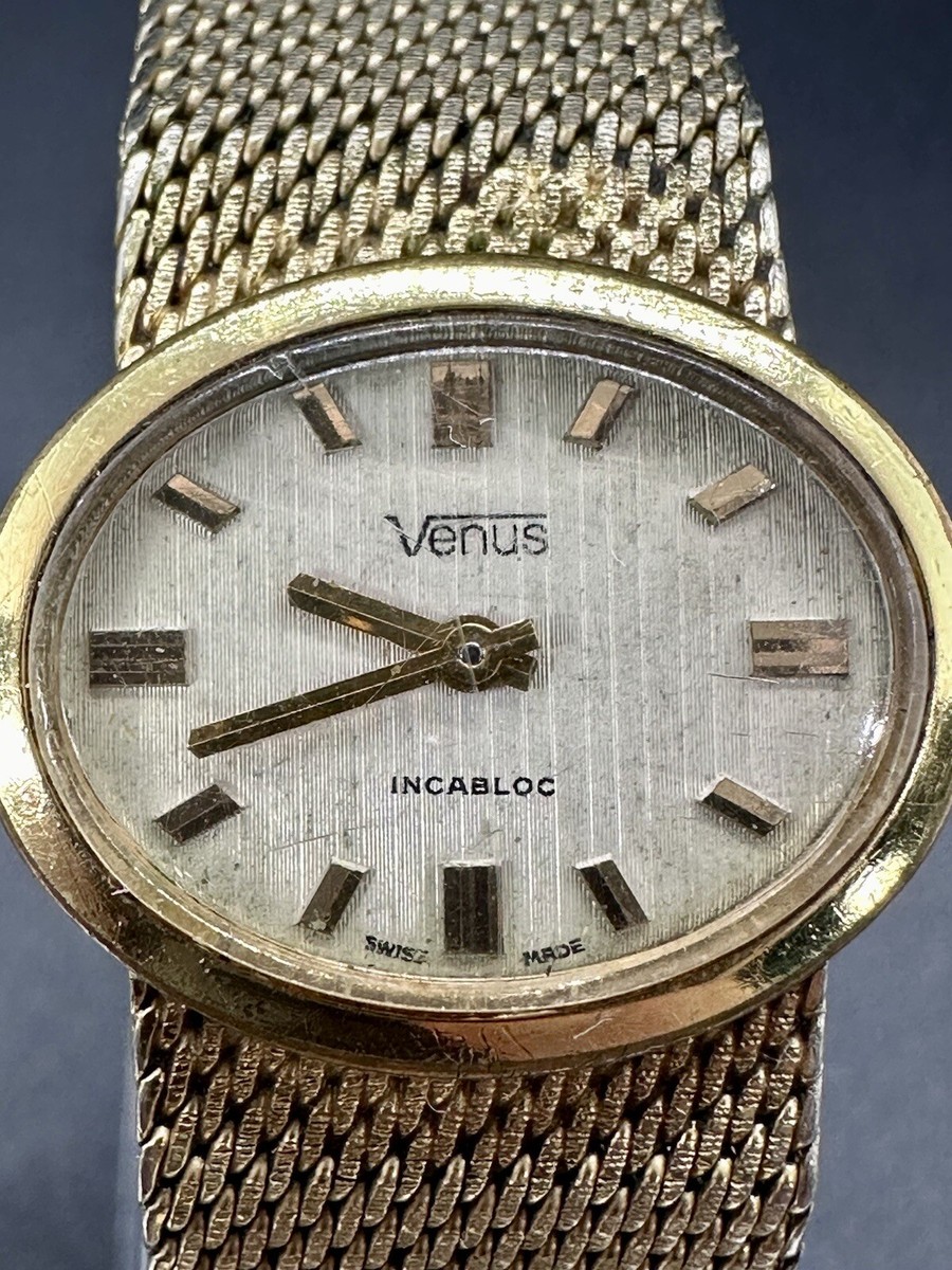 WORKING Vintage RARE LADIES WATCH VENUS 17 JEWELS GOLD PLATED
