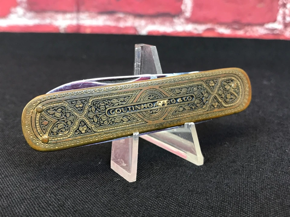 RARE Vintage SOLINGEN POCKET KNIFE Engraved COUTINHO CARO & CO. 3 Blades GERMANY - Image 3 of 4