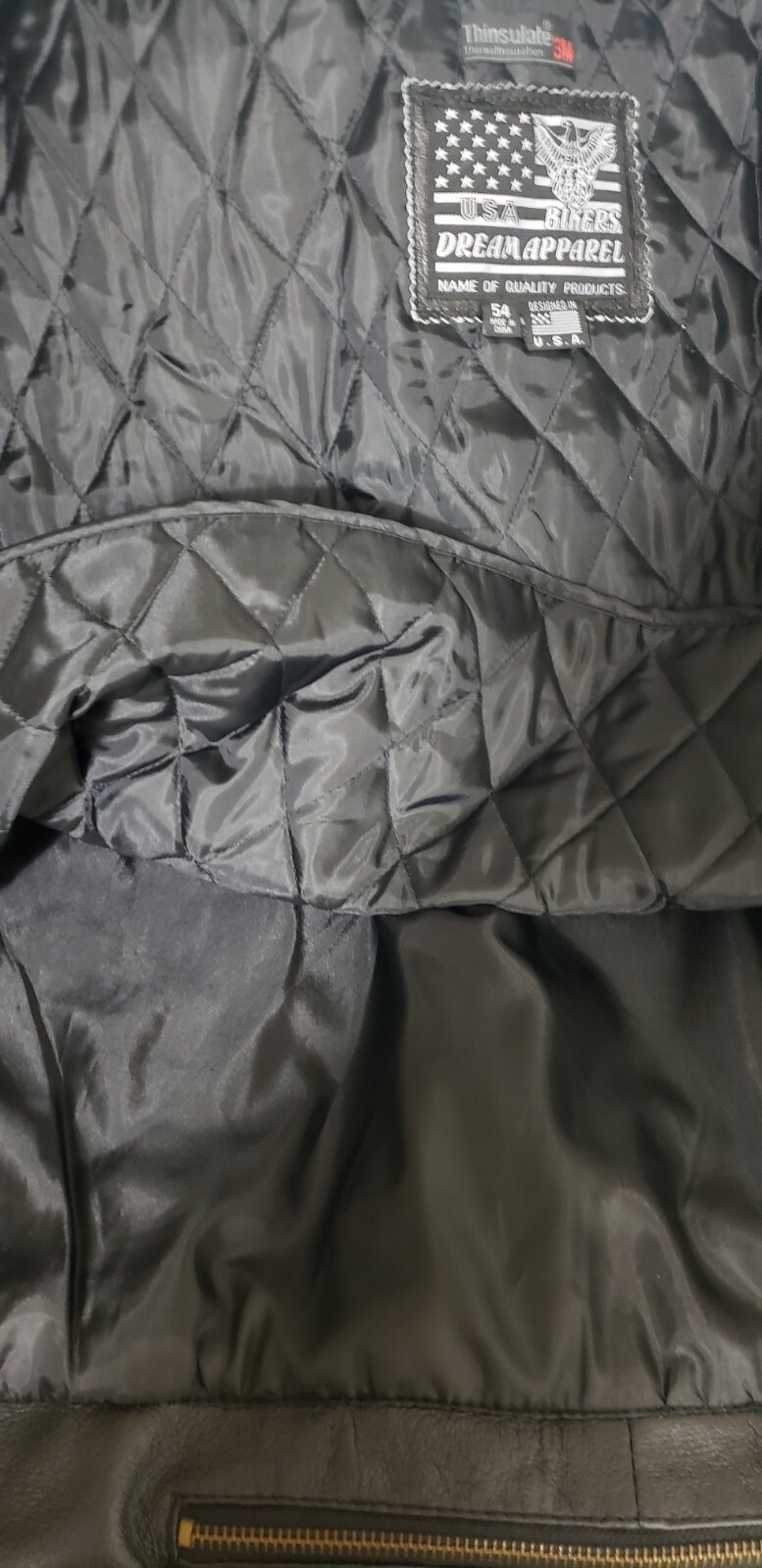 USA Bikers Dream Apparel Men's Thinsulate Lined Braid Leather Jacket Waist Sz 54