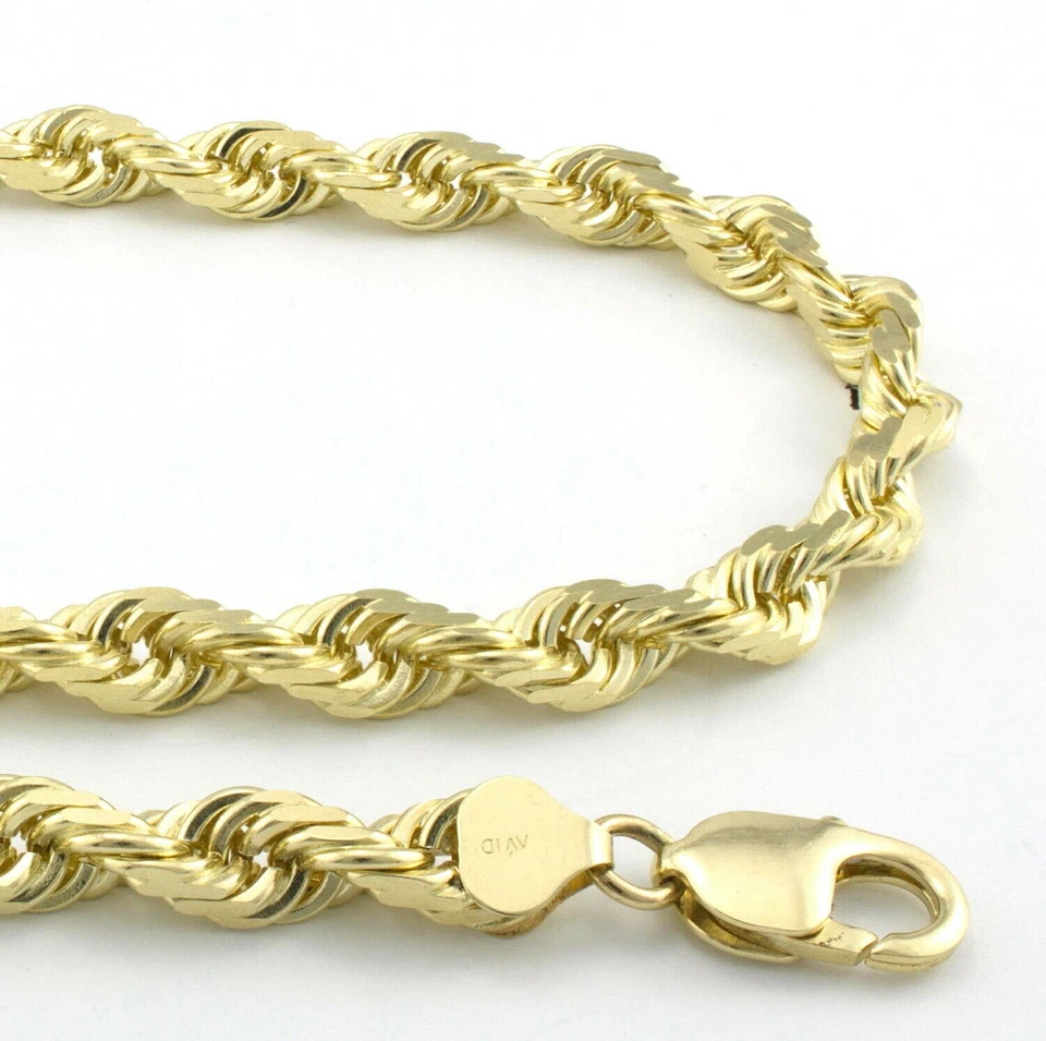 14k Yellow Gold 24" Solid Diamond Cut Rope Chain Necklace 5.5 mm 49 grams