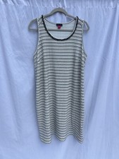 NWOT Vince Camuto Sleeveless Dress Black Cream Striped Round Neck Womens 2X
