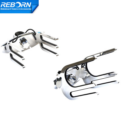 1 Reborn Pro QR Wakeboard Tower Rack+ 1 Wakeboard/Kneeboard Combo Rack Polished