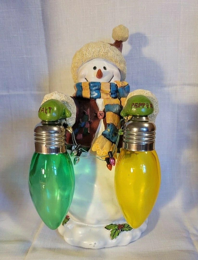 Snowman with Light Bulb Salt and Pepper Shakers Holiday Home Collection