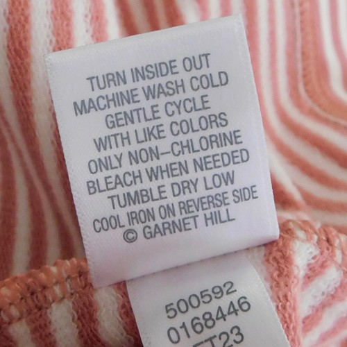 GARNET HILL Daydream Sweatshirt Gown Dress Pink White Stripe Sleep Dress Medium - Picture 12 of 13