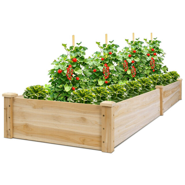 Giantex Wood Planter Free Standing Plant Raised Bed with Trellis for Garden or Yard 25/’/’LX 11/’/’WX 48/’/’H