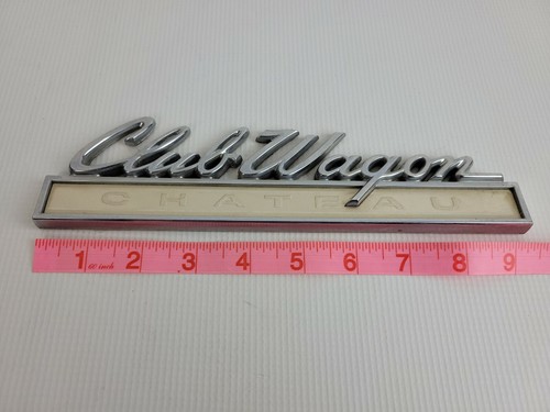 Vintage Club Wagon Chateau emblema in metallo parte decalcomania 9,5 pollici - Foto 2 di 5