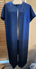 St. John Blue Black Metallic Ombre Evening Dress Coat Jacket Size 16. P145