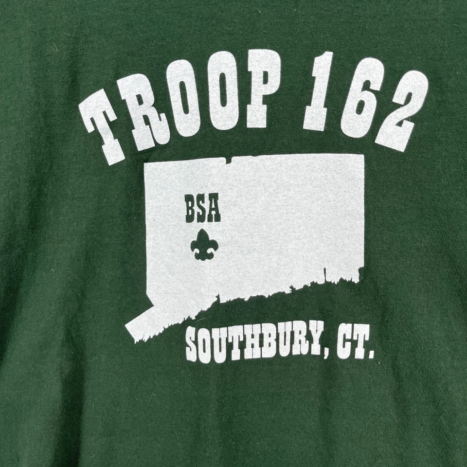 BOY SCOUTS BSA TROOP 162 Shirt Mens M SOUTHBURY CT Crewneck Cotton Green - Image 4 of 4