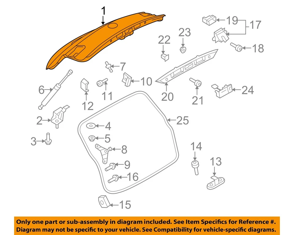 Used Deck Lid fits: 2013 Volkswagen Tiguan spoiler w/o sport package w/o camera - Imagem 3 de 4