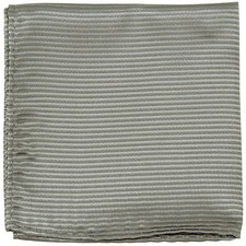 New Polyester Woven Thin Striped Pocket Square Hankie Handkerchief Silver Gray