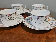 Limoges Raynaud Ceralene Guirlandes 4 Cups & Saucers Sets excellent