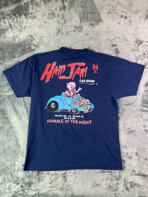 Vintage 1994 Ham Jam Car Show T-Shirt L Pig Hot Rod Rock N Roll Graphic Tee