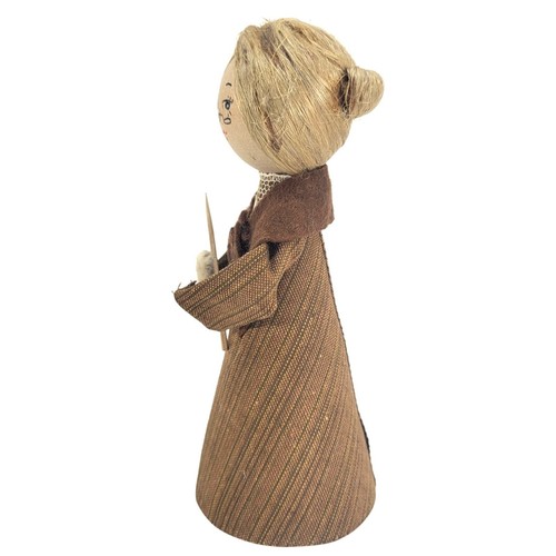 Vtg Wood Handcrafted School Marm Teacher Headmistress Figurine Cloth Dress 6" - Picture 4 of 8