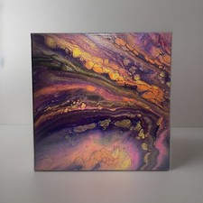 Quadro arte fluida acrilico astratto originale 12"x12" firmato tela arte moderna