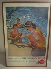 Harvey’s Wallhangers Coca -Cola 1962 Swimming Sign 10”x7” Made in USA Vintage