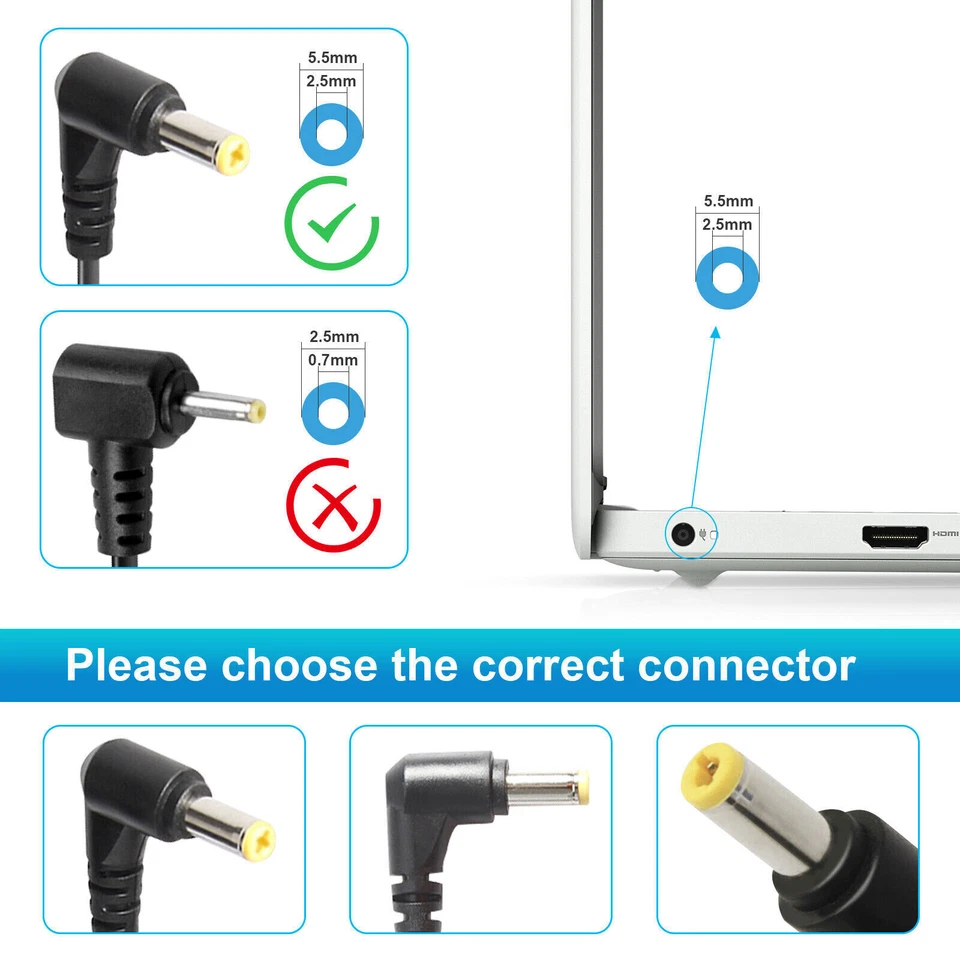 19v 3.42A AC Power Supply 19 Volt Adapter Charger LCD Screen 5.5x2.5mm +AU Cord - image 2 of 4