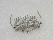 Vintage Silver Tone Hair Comb Tiara Crown Barrette Silver Tone