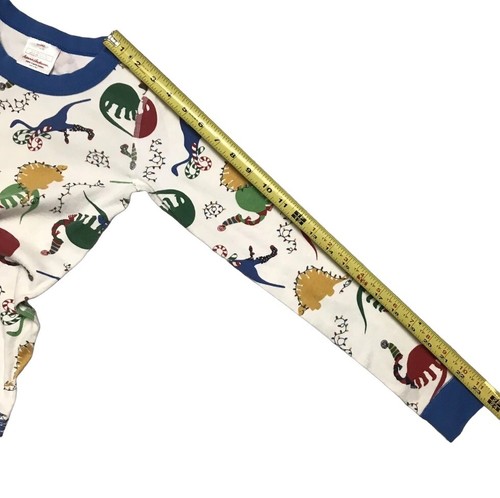 Hanna Andersson Kids Size 10 Pajamas Set Christmas Holiday Dinosaurs Long Johns - Picture 10 of 12
