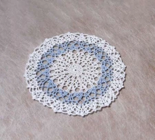 Blue and White Crochet Lace Doily, Table Mat, French Country Decor 8 Inch Doily