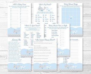 Nautical Whale Baby Shower Games Pack 8 Printable Games Ebay