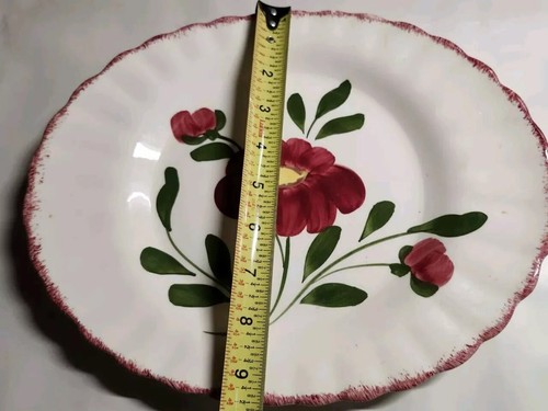 Set Of 2 Vintage Blue Ridge Southern Pottery Floral Oval Platter Red Nocturne - Picture 5 of 6