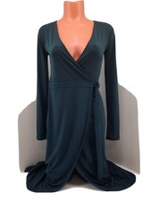 Forever 21 Hunter Green Lap Over Front, Side Tie Long Dress.  Size Small