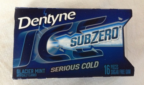 Dentyne 2011 SubZero Glacier Mint Serious Cold Chewing Gum 16 Ct Pack