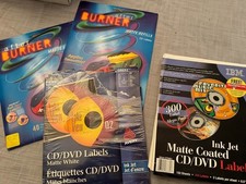 LOT OF 400 CD DVD LABELS   MATTE WHITE   INKJET PRINTABLE   AVERY / AFTERBURNER