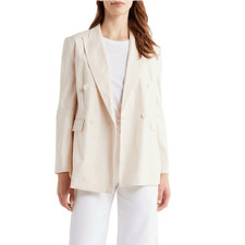 NWT Rag Bone Emile double breasted linen blend blazer in ivory Size 8