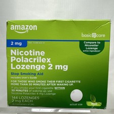 Amazon Basic Care Nicotine Polacrilex 144 Lozenge 2mg each Stop Smoking Exp12/26