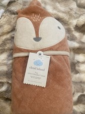 Plush Terry 100 Cotton Baby Fox Hooded Towel - Orange 30"x30" Unisex Girl Boy
