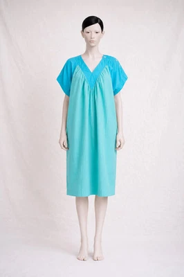 Authentique robe Yves Saint Laurent vintage en coton turquoise - Photo 1/4