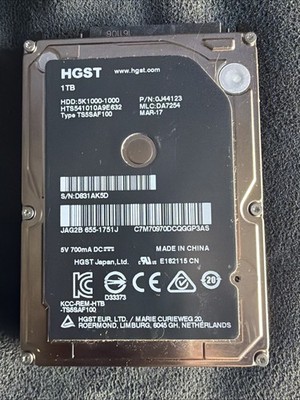 HGST Apple Travelstar HTS541010A9E632 1TB SATA III 2.5 in Laptop Drive