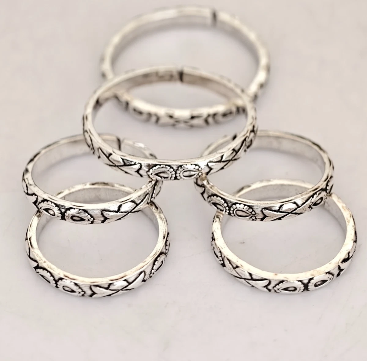 925 Sterling Silber oxidierter Zehenring Handarbeit verstellbar Boho Fußschmuck