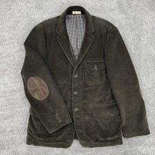 J Crew Corduroy Blazer Men  s XL Brown Y2K 2009 Elbow Patch Grandpa Sport Coat